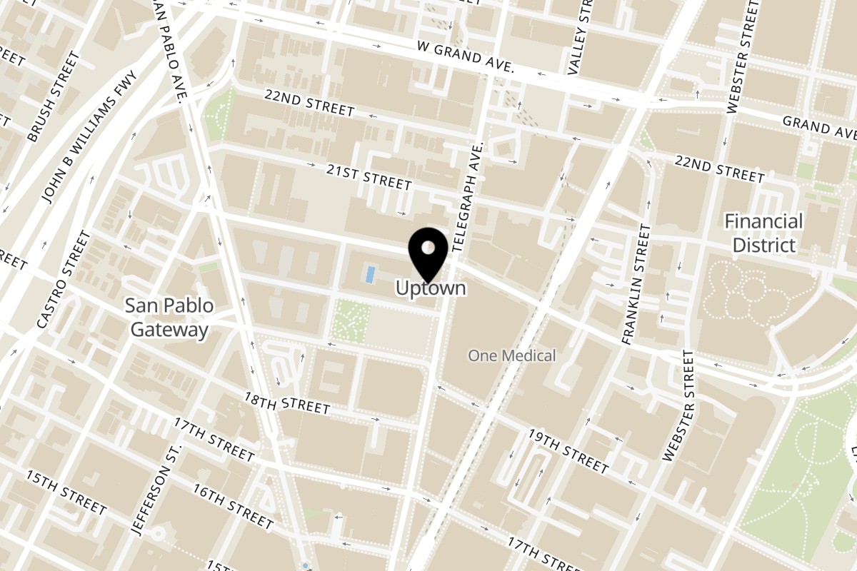 Map showing the location of Cajun Claws Seafood Boil House Oakland on 1951 Telegraph Ave #2 in Oakland